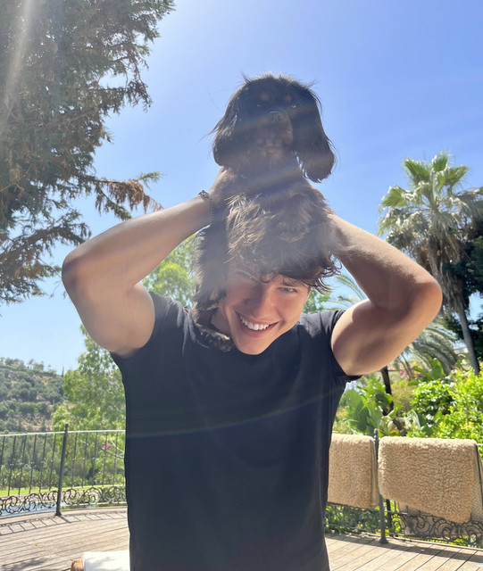 Dante Teder with his dog in Marbella